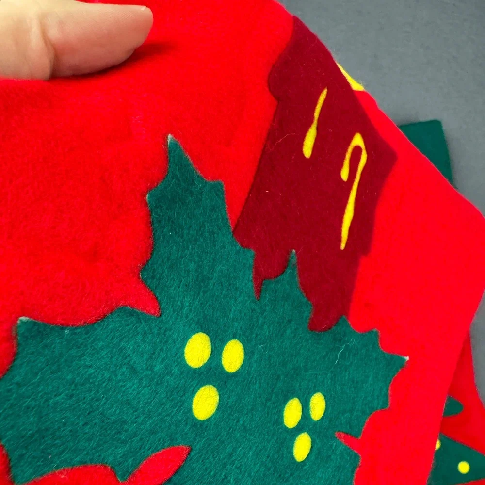 Vtg 90s Red Green Felt Santas best Christmas stockings tree candle w orig tags
